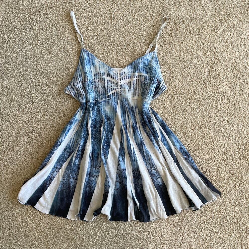 Y2K Fairycore Camo Blue and White Babydoll Top - Size M